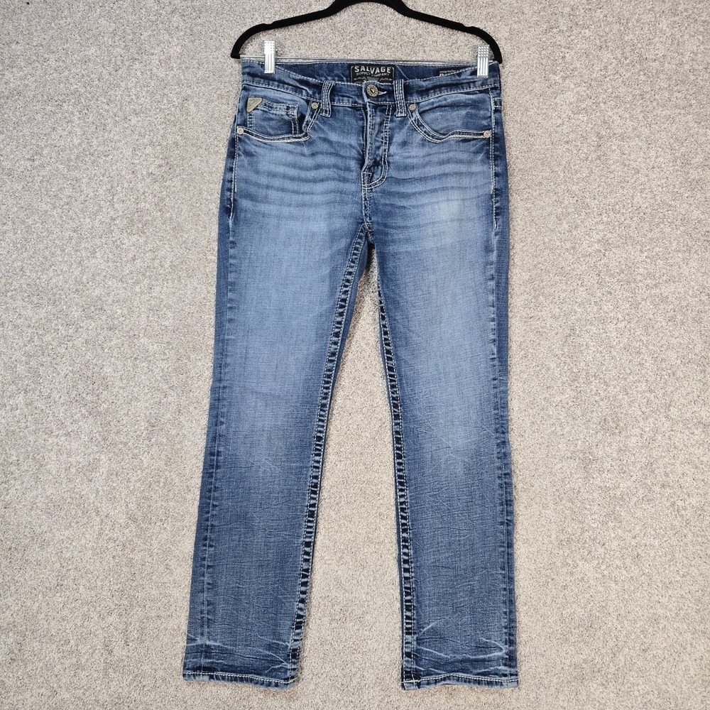 Salvage Mayhem Straight Leg Slim Fit Jeans Mens 32x30 (fit 32x28) Buckle BKE